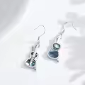 wholesale 925 Sterling Silver Violin Shape Abalone Shell Inlay Leverback Dangle Drop Earrings Wholesale for Women-0-1