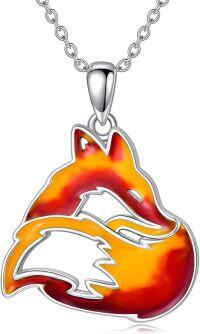 wholesale 925 Sterling Silver Fire Fox Head Pendant Necklace for Women-Fox