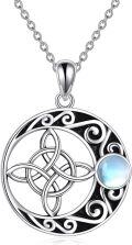 wholesale 925 Sterling Silver Moonstone Celtic Knot Triquetra Pendant Necklace-0-0
