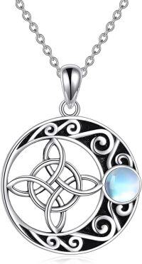wholesale 925 Sterling Silver Moonstone Celtic Knot Triquetra Pendant Necklace-Cross