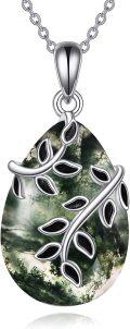 wholesale 925 Sterling Silver Moss Agate Tree of Life Pendant Necklace for Women Birthdays Gift Ideas-0-0