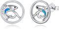 wholesale 925 Sterling Silver Blue Opal Shark Stud Earrings Sea Life s for Women-0-0