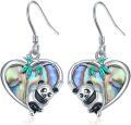 wholesale 925 Sterling Silver Panda Heart Abalone Shell Drop Earrings for Women-0-0