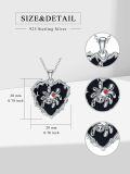 wholesale 925 Sterling Silver Halloween Gothic Pendant - Black Heart Spider Crossbones Necklace for Women-0-4