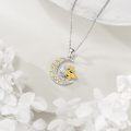 wholesale 925 Sterling Silver Bee and Daisy on Crescent Moon Pendant Necklace-0-4