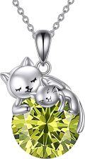 wholesale 14K Gold Pink Crystal Black Cat Pendant Necklace for Women Cats Lover-0-180