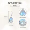 wholesale 925 Sterling Silver Lotus Flower Rainbow Moonstone Drop Earrings for Women-0-2