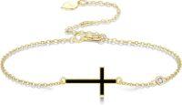 wholesale 14K Gold Cross Black Onyx Chain Bracelet Holiday Gift for Her-G-Cross-Black Onyx