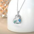 wholesale 925 Sterling Silver Heart-Shaped Wave with Blue Opal Turtle and Dolphin Pendant Necklace - Gifts for Her-0-4