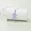 wholesale 925 Sterling Silver Cross with Stethoscope and Blue Crystal Pendant Necklace for Nurses-0-13