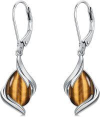wholesale 925 Sterling Silver Black Onyx Tear Drop Dangle Earrings for Women Fine s-Tiger Eye Stone