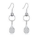 wholesale 925 Sterling Silver Tennis Ball Racket Drop Earrings Platinum Plated Sport Jewelry-0-0
