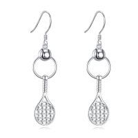 wholesale 925 Sterling Silver Tennis Ball Racket Drop Earrings Platinum Plated Sport Jewelry-Tennis