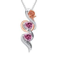 TOUPOP Sterling Silver Zircon Birthstone Rose Necklace For Sister-undefined