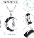 wholesale 925 Sterling Silver Bat in the Black Crescent Moon Keepsake Cremation Jewelry Urn Pendant Necklace with Chain 48cm/19inches Length (Bat)-0-1
