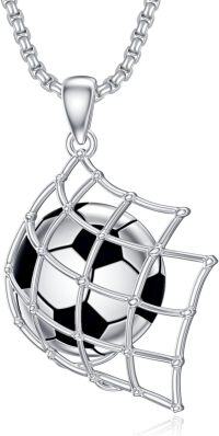 wholesale 925 Sterling Silver Soccer Ball in Net Pendant Necklace  for Men Women Sport Gift-Soccer-1