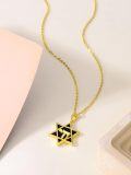 wholesale 925 Sterling Silver Black Stone Star of David Pendant Necklace with Hebrew Letter and Tetragrammaton Symbol-0-1
