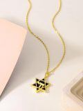 wholesale 925 Sterling Silver Black Stone Star of David Pendant Necklace with Hebrew Letter and Tetragrammaton Symbol-0-1