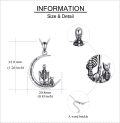 wholesale 925 Sterling Silver Crescent Moon with Cat and Skeleton Pendant Necklace Gothic s for Women Men-0-3