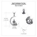 wholesale 925 Sterling Silver Skeleton With Cat Crescent Moon Pendant Necklace Always Make Me Smile-0-3
