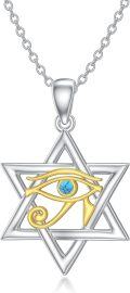 wholesale 925 Sterling Silver Eye of Horus Pendant Necklaces with Turquoise Stone  for Women and Girls-0-0
