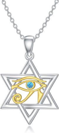 wholesale 925 Sterling Silver Eye of Horus Pendant Necklaces with Turquoise Stone  for Women and Girls-2-Eye of Horus