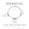 wholesale 925 Sterling Silver Evil Eye Hamsa Hand Cubic Zirconia Double Chain Bracelet White Gold Plated-0-4
