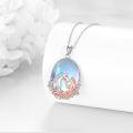 wholesale 925 Sterling Silver Unicorn and Girl with Flowers Pendant Necklace for Women-0-2
