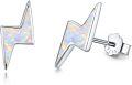 wholesale 925 Sterling Silver Lightning Bolt Fire Opal Stud Earrings Hypoallergenic s for Women-0-0