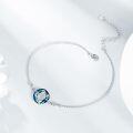 wholesale 925 Sterling Silver Blue Crystal Circle Chain Bracelet for Women s-0-8