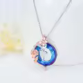 TOUPOP Sterling Silver Blue Crystal T Letter Butterfly Rose Necklace-0-5