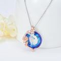 TOUPOP Sterling Silver Blue Crystal T Letter Butterfly Rose Necklace-0-5