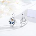 wholesale 925 Sterling Silver Dragonfly Flower Leverback Hoop Earrings with Blue and Yellow Accents-0-1