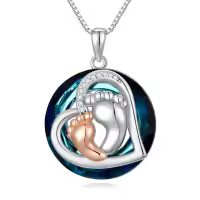 TOUPOP Sterling Silver Crystal Footprints Necklace For Mom-undefined