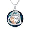 TOUPOP Sterling Silver Crystal Footprints Necklace For Mom-0-0