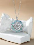 wholesale 925 Sterling Silver Opal Star of David and Tetragrammaton Moon Star Pendant Necklace-0-2