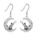 wholesale 925 Sterling Silver Cat Crescent Moon Butterfly Drop Earrings For Women-0-0