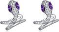 wholesale 925 Sterling Silver Purple Stone Snake Shape Hoop Earrings for Women/Men s 4cm Long-0-0