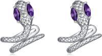 wholesale 925 Sterling Silver Purple Stone Snake Shape Hoop Earrings for Women/Men s 4cm Long-stud
