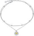 wholesale 925 Sterling Silver Yellow Crystal Daisy Flower Charm Anklet for Women Girls -0-0