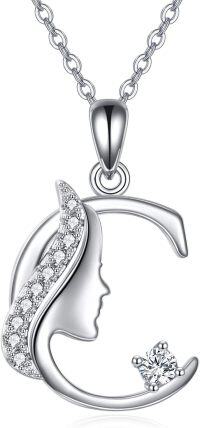 wholesale Sterling Silver Alphabet A Z Initial Letter Pendant Necklace for Women Jewelry Gifts-C