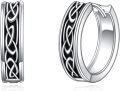 wholesale 925 Sterling Silver Celtic Knot Huggie Hoop Earrings Norse Viking s for Women and Men-0-0