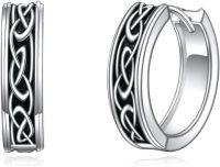 wholesale 925 Sterling Silver Celtic Knot Huggie Hoop Earrings Norse Viking s for Women and Men-Celtic Knot