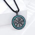 wholesale 925 Sterling Silver Blue Stone Masonic Chi Rho Pendant Necklace for Men Women Gifts-0-1