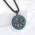 wholesale 925 Sterling Silver Blue Stone Masonic Chi Rho Pendant Necklace for Men Women Gifts-0-1