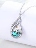 wholesale 925 Sterling Silver Abalone Shell Teardrop Mountain Pendant Necklace with Yellow Crystal and Cubic Zirconia for Women's Religious Gifts-0-1