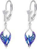 wholesale 925 Sterling Silver Purple Blue Fire Phoenix Drop Earrings Gift for Her-0-1