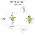wholesale 925 Sterling Silver Yellow Daffodil Floral Cross Pendant Necklace for Women-0-4