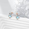 wholesale 925 Sterling Silver Heart-Shaped Owl Stud Earrings for Women Girls Gift Ideas-0-2