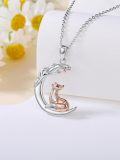 wholesale 925 Sterling Silver Crescent Moon Fox Cat Mermaid Fairy Pendant Necklace Jewelry-0-1